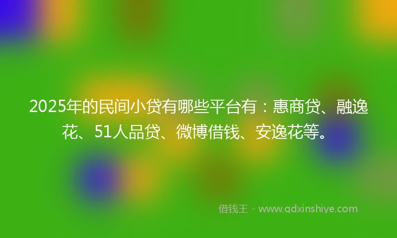 2025年的民间小贷有哪些平台有：惠商贷、融逸花、51人品贷、微博借钱、安逸花等。