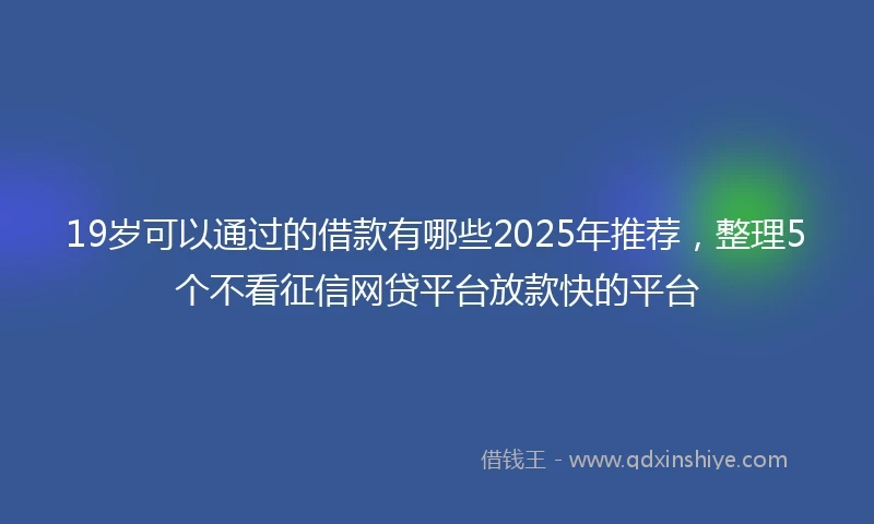 19岁可以通过的借款有哪些2025年推荐，整理5个不看征信网贷平台放款快的平台