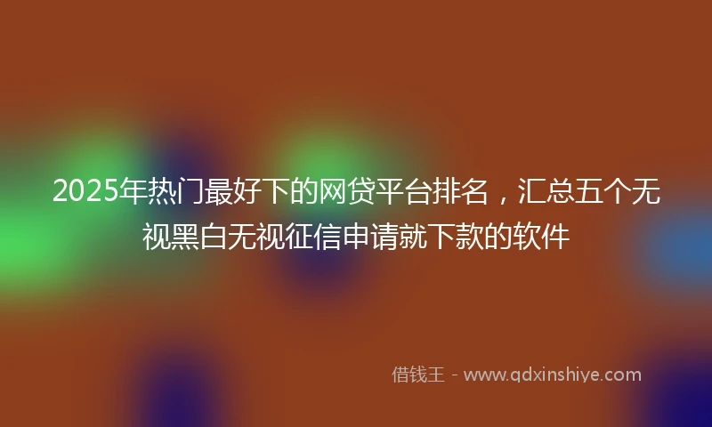 2025年热门最好下的网贷平台排名，汇总五个无视黑白无视征信申请就下款的软件