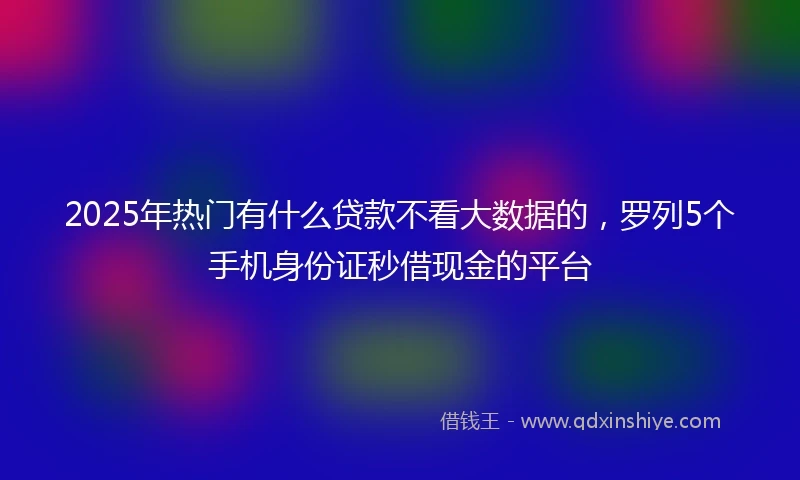 2025年热门有什么贷款不看大数据的，罗列5个手机身份证秒借现金的平台