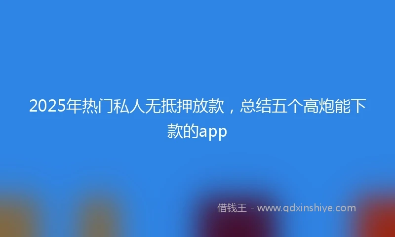 2025年热门私人无抵押放款，总结五个高炮能下款的app