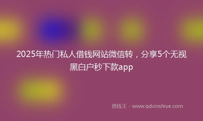 2025年热门私人借钱网站微信转，分享5个无视黑白户秒下款app
