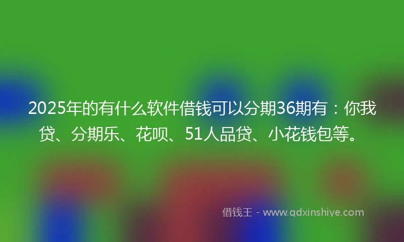 2025年的有什么软件借钱可以分期36期有：你我贷、分期乐、花呗、51人品贷、小花钱包等。