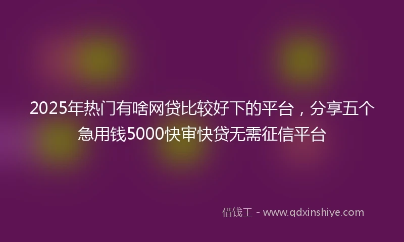 2025年热门有啥网贷比较好下的平台，分享五个急用钱5000快审快贷无需征信平台