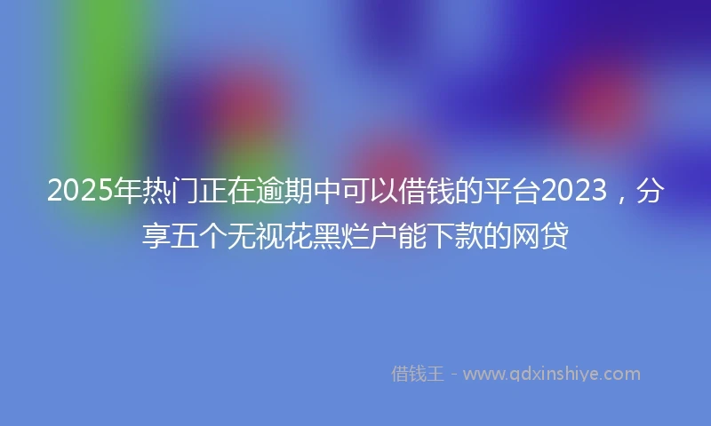 2025年热门正在逾期中可以借钱的平台2023，分享五个无视花黑烂户能下款的网贷