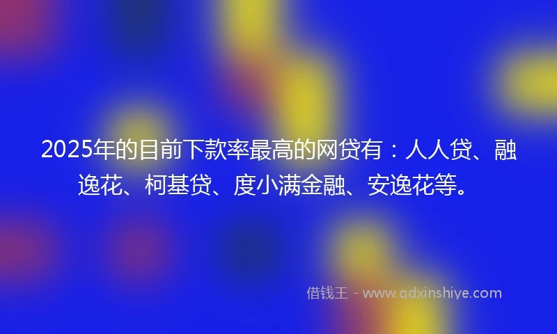 2025年的目前下款率最高的网贷有：人人贷、融逸花、柯基贷、度小满金融、安逸花等。