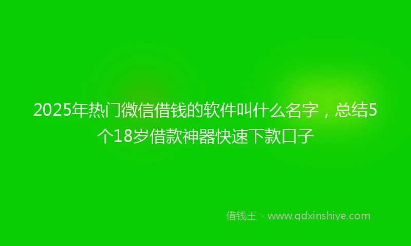 2025年热门微信借钱的软件叫什么名字，总结5个18岁借款神器快速下款口子