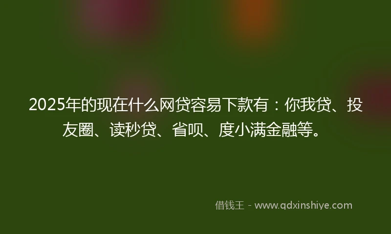 2025年的现在什么网贷容易下款有：你我贷、投友圈、读秒贷、省呗、度小满金融等。