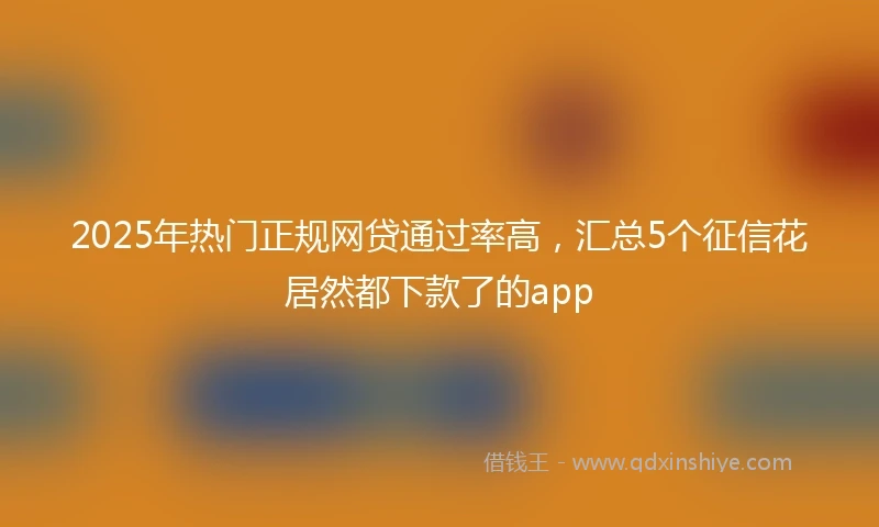 2025年热门正规网贷通过率高，汇总5个征信花居然都下款了的app