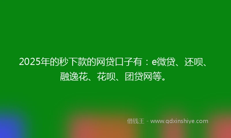 2025年的秒下款的网贷口子有：e微贷、还呗、融逸花、花呗、团贷网等。