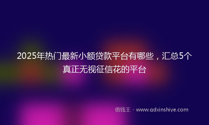 2025年热门最新小额贷款平台有哪些，汇总5个真正无视征信花的平台