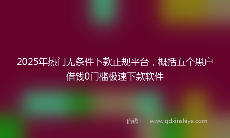 2025年热门无条件下款正规平台，概括五个黑户借钱0门槛极速下款软件