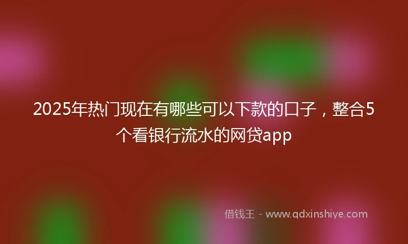 2025年热门现在有哪些可以下款的口子，整合5个看银行流水的网贷app
