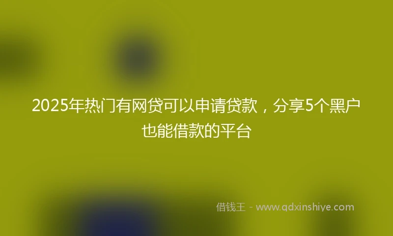2025年热门有网贷可以申请贷款，分享5个黑户也能借款的平台