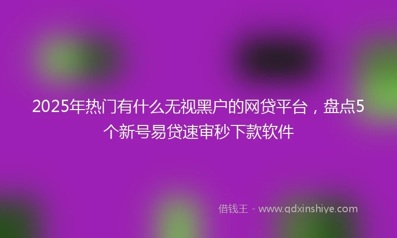 2025年热门有什么无视黑户的网贷平台，盘点5个新号易贷速审秒下款软件