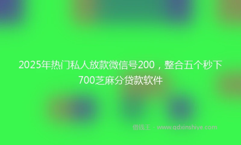 2025年热门私人放款微信号200，整合五个秒下700芝麻分贷款软件