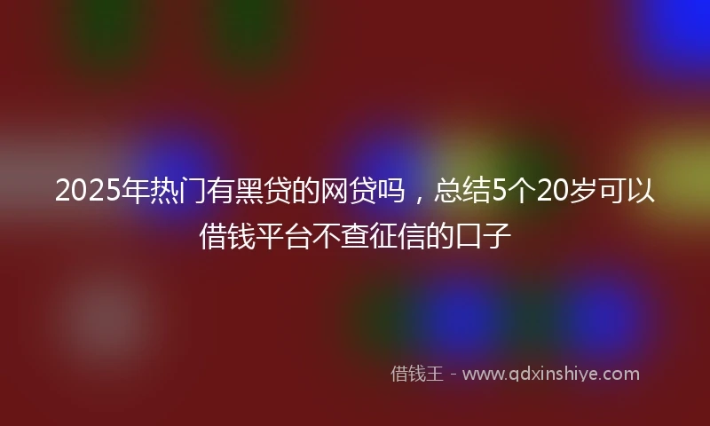 2025年热门有黑贷的网贷吗，总结5个20岁可以借钱平台不查征信的口子