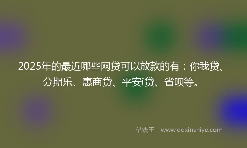 2025年的最近哪些网贷可以放款的有：你我贷、分期乐、惠商贷、平安i贷、省呗等。