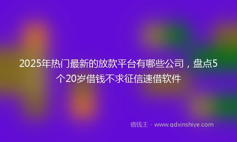 2025年热门最新的放款平台有哪些公司，盘点5个20岁借钱不求征信速借软件