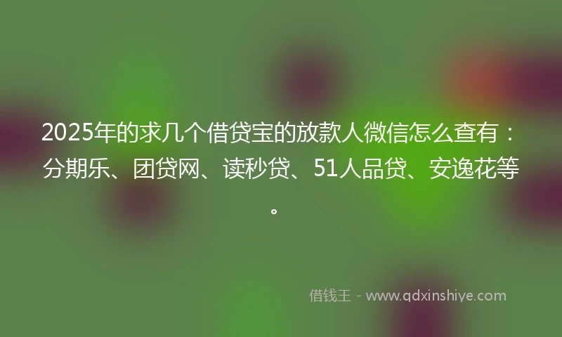 2025年的求几个借贷宝的放款人微信怎么查有：分期乐、团贷网、读秒贷、51人品贷、安逸花等。