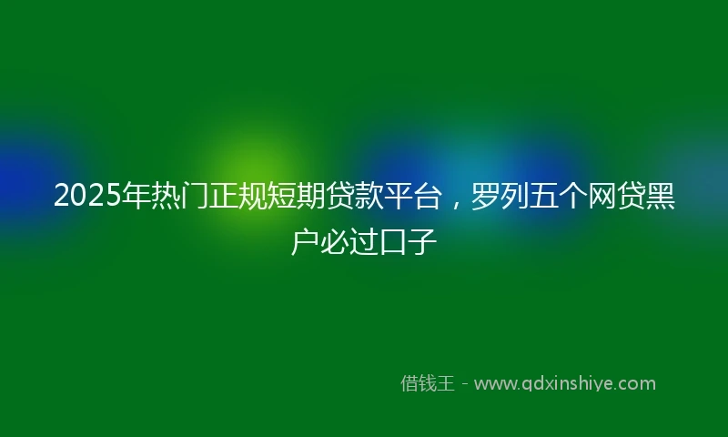 2025年热门正规短期贷款平台，罗列五个网贷黑户必过口子