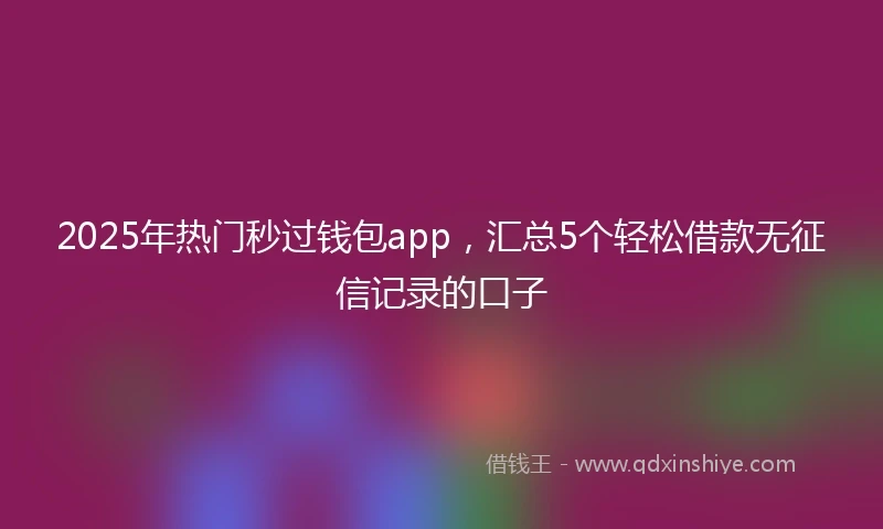 2025年热门秒过钱包app，汇总5个轻松借款无征信记录的口子