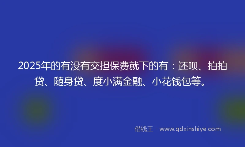2025年的有没有交担保费就下的有：还呗、拍拍贷、随身贷、度小满金融、小花钱包等。