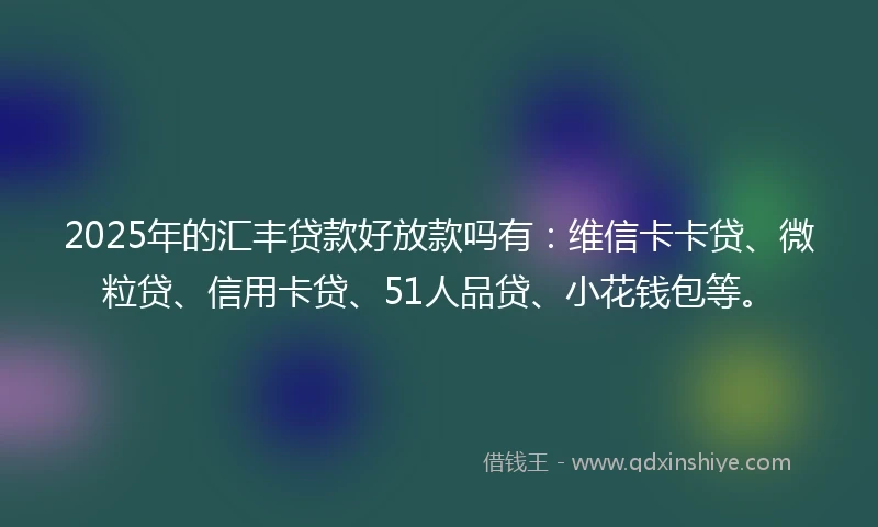 2025年的汇丰贷款好放款吗有：维信卡卡贷、微粒贷、信用卡贷、51人品贷、小花钱包等。