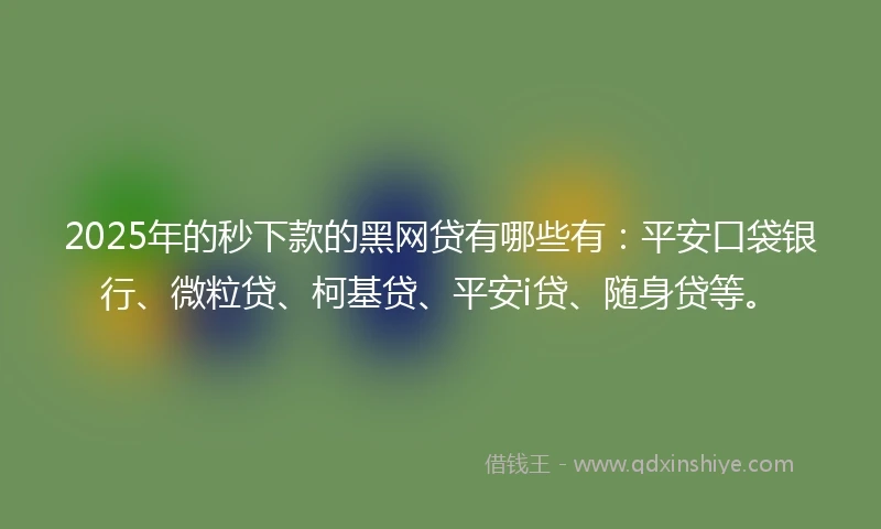 2025年的秒下款的黑网贷有哪些有：平安口袋银行、微粒贷、柯基贷、平安i贷、随身贷等。