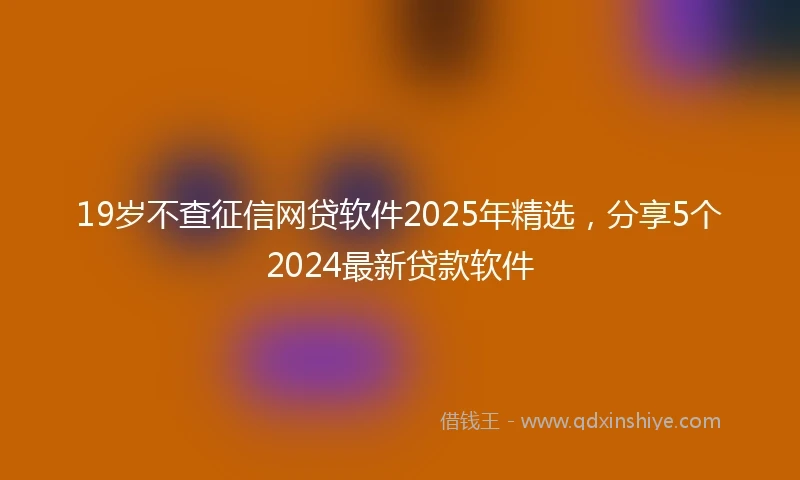 19岁不查征信网贷软件2025年精选，分享5个2024最新贷款软件