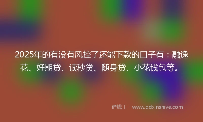 2025年的有没有风控了还能下款的口子有：融逸花、好期贷、读秒贷、随身贷、小花钱包等。