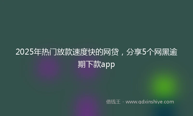 2025年热门放款速度快的网贷，分享5个网黑逾期下款app