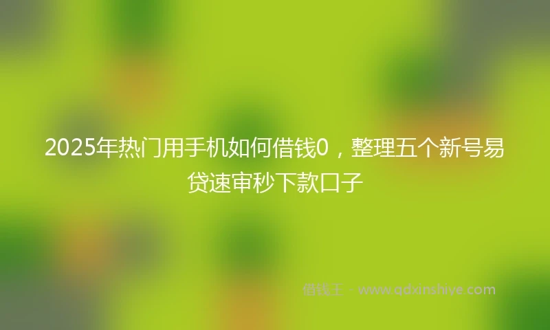 2025年热门用手机如何借钱0，整理五个新号易贷速审秒下款口子