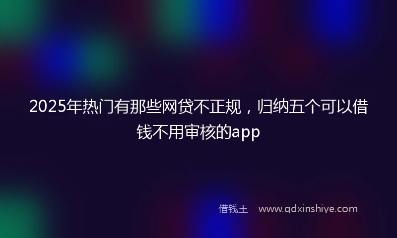2025年热门有那些网贷不正规，归纳五个可以借钱不用审核的app