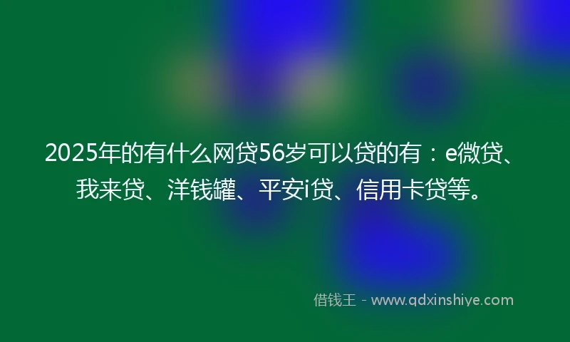 2025年的有什么网贷56岁可以贷的有：e微贷、我来贷、洋钱罐、平安i贷、信用卡贷等。