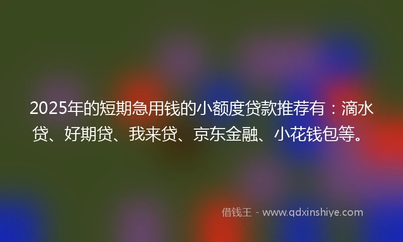 2025年的短期急用钱的小额度贷款推荐有：滴水贷、好期贷、我来贷、京东金融、小花钱包等。