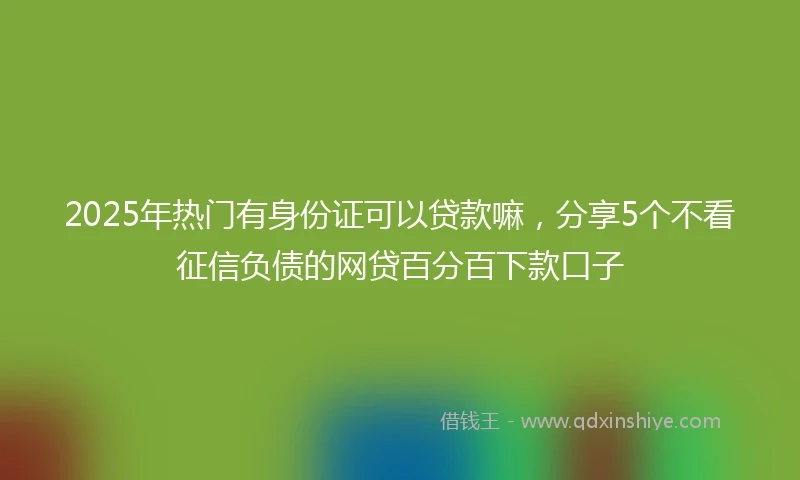 2025年热门有身份证可以贷款嘛，分享5个不看征信负债的网贷百分百下款口子