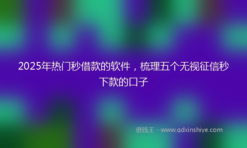 2025年热门秒借款的软件，梳理五个无视征信秒下款的口子