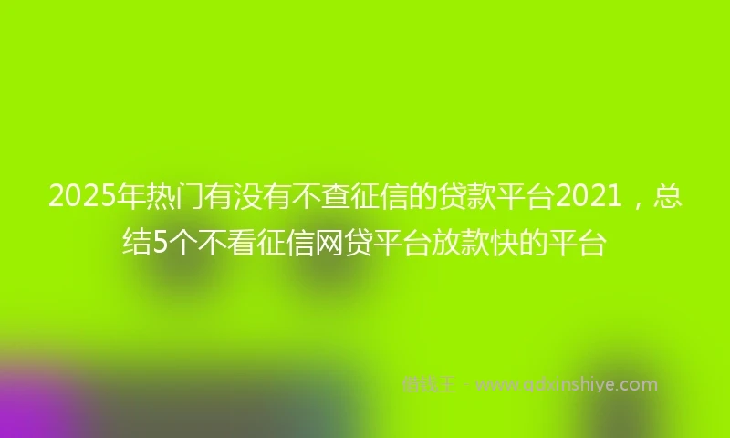2025年热门有没有不查征信的贷款平台2021，总结5个不看征信网贷平台放款快的平台