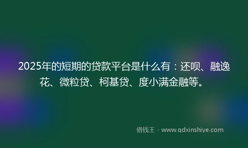 2025年的短期的贷款平台是什么有：还呗、融逸花、微粒贷、柯基贷、度小满金融等。