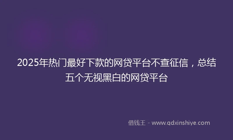 2025年热门最好下款的网贷平台不查征信，总结五个无视黑白的网贷平台