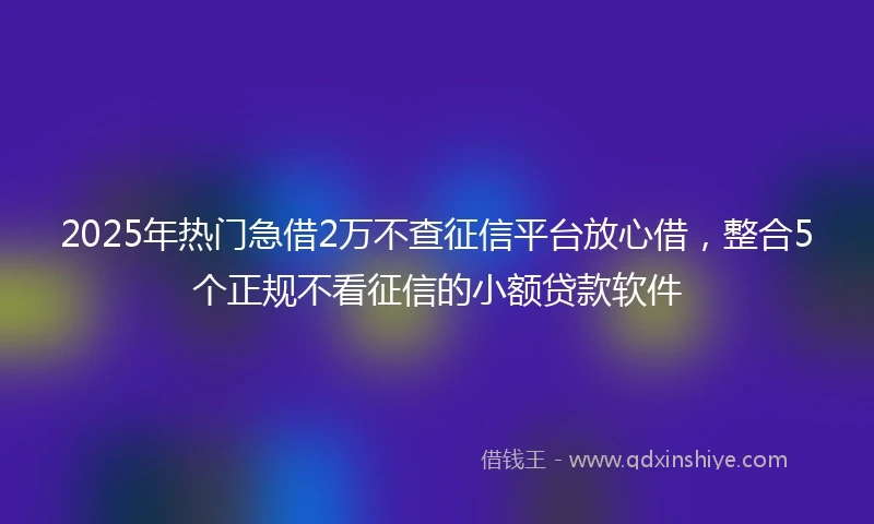 2025年热门急借2万不查征信平台放心借，整合5个正规不看征信的小额贷款软件