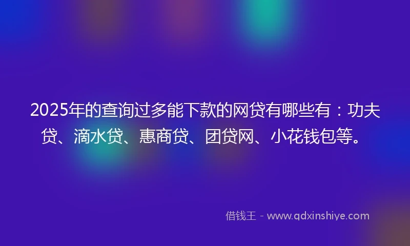 2025年的查询过多能下款的网贷有哪些有：功夫贷、滴水贷、惠商贷、团贷网、小花钱包等。