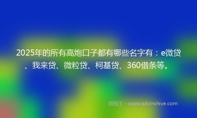 2025年的所有高炮口子都有哪些名字有：e微贷、我来贷、微粒贷、柯基贷、360借条等。