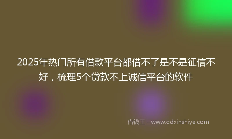 2025年热门所有借款平台都借不了是不是征信不好，梳理5个贷款不上诚信平台的软件