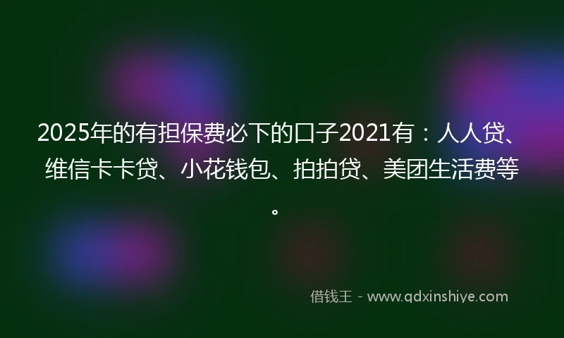 2025年的有担保费必下的口子2021有：人人贷、维信卡卡贷、小花钱包、拍拍贷、美团生活费等。