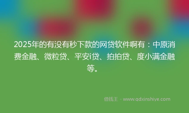 2025年的有没有秒下款的网贷软件啊有：中原消费金融、微粒贷、平安i贷、拍拍贷、度小满金融等。