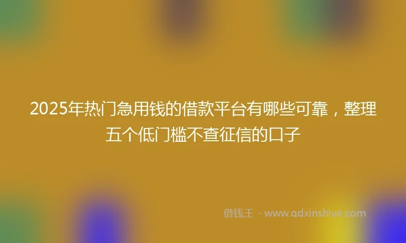 2025年热门急用钱的借款平台有哪些可靠，整理五个低门槛不查征信的口子