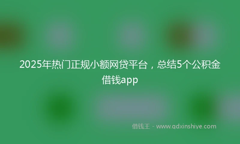 2025年热门正规小额网贷平台，总结5个公积金借钱app