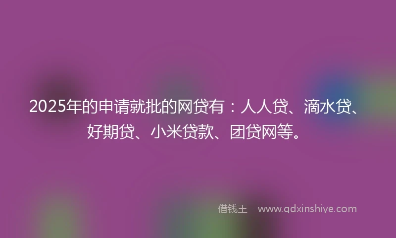 2025年的申请就批的网贷有：人人贷、滴水贷、好期贷、小米贷款、团贷网等。